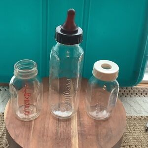 Vintage Glass Baby Bottles Set